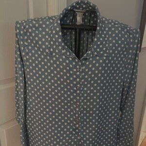NEW LISTING!  Multiples Blue & White Polka Dot Tunic XL